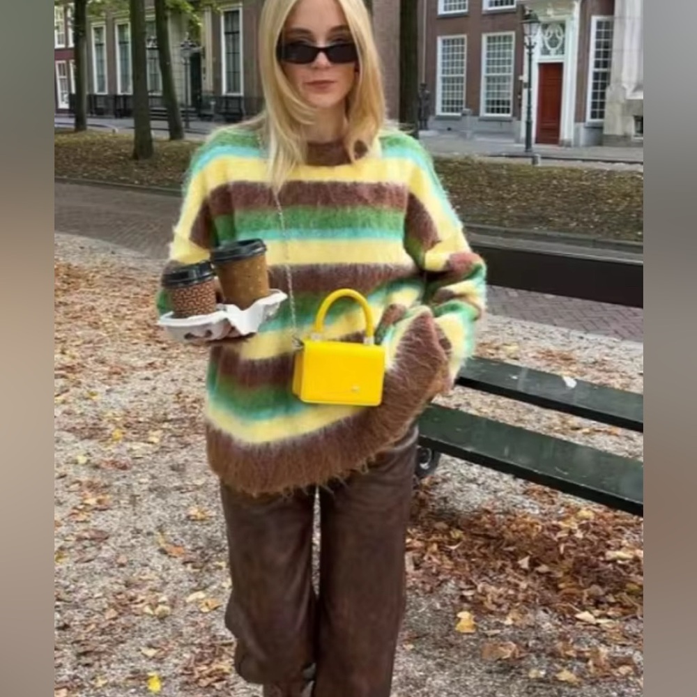 Retail $85 NWT Striped Fuzzy Viral Sweater